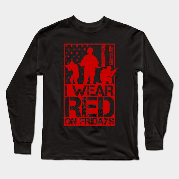 I Wear Red On Fridays US Flag Military Army Long Sleeve T-Shirt by tobzz